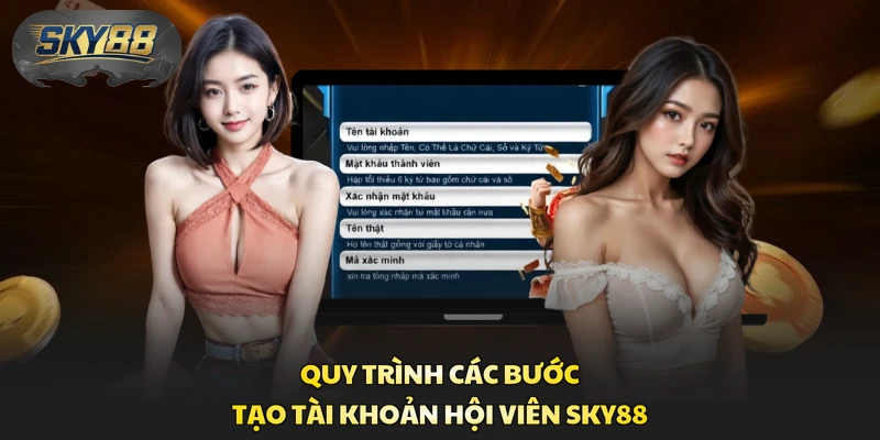 Quy trình các bước tạo tài khoản hội viên Sky88